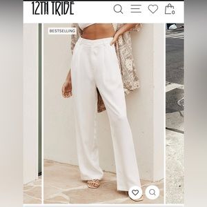 NWT 12th Tribe Jax pleated pants in white - never worn / just tried on